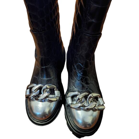 No. 21 Croc embossed black platform knee boots size US 9 EUR 39 - Picture 3 of 6